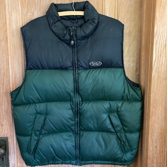 Eddie Bauer Ebtek Goose Down Green/Black Men’s Vest Size L - Picture 1 of 6